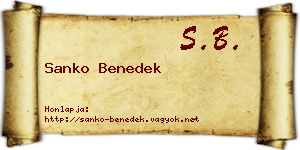Sanko Benedek névjegykártya